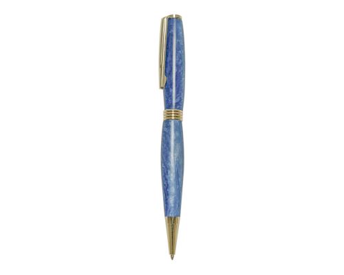 Ballpoint Pen, Handmade of Blue Color Epoxy Resin, "Hermes" Design, 2