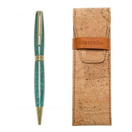 Ballpoint Pen, Handmade of Green Color Epoxy Resin, "Hermes" Design