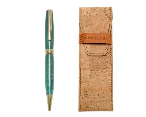 Ballpoint Pen, Handmade of Green Color Epoxy Resin, "Hermes" Design