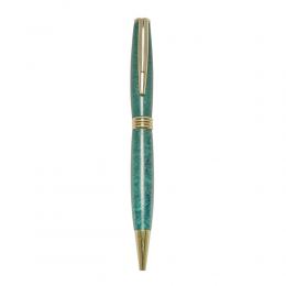 Ballpoint Pen, Handmade of Green Color Epoxy Resin, "Hermes" Design, 3