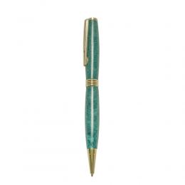Ballpoint Pen, Handmade of Green Color Epoxy Resin, "Hermes" Design, 2