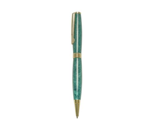 Ballpoint Pen, Handmade of Green Color Epoxy Resin, "Hermes" Design, 2