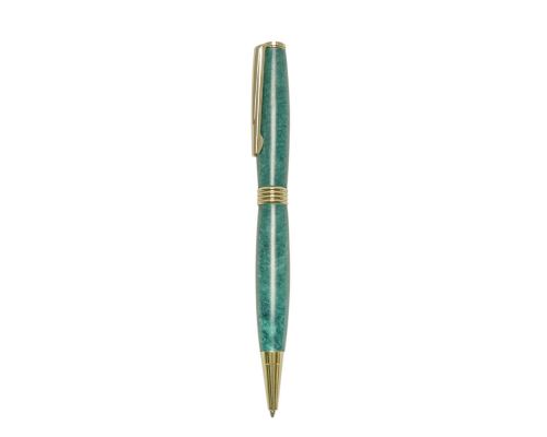 Ballpoint Pen, Handmade of Green Color Epoxy Resin, "Hermes" Design, 2