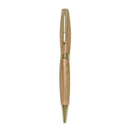 Ballpoint Pen, Handmade of Olive Wood, "Hermes" Design, 2