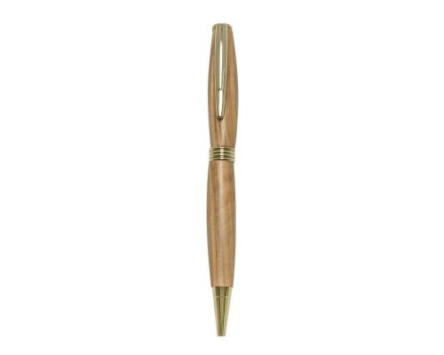 Ballpoint Pen, Handmade of Olive Wood, "Hermes" Design, 2