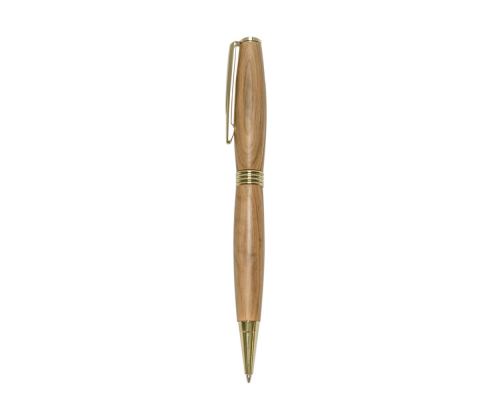 Ballpoint Pen, Handmade of Olive Wood, "Hermes" Design, 2