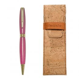 Ballpoint Pen, Handmade of Pink Color Epoxy Resin, "Hermes" Design