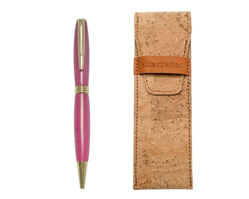 Ballpoint Pen, Handmade of Pink Color Epoxy Resin, "Hermes" Design