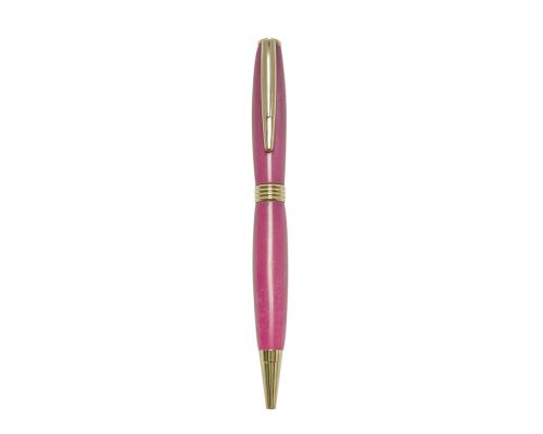 Ballpoint Pen, Handmade of Pink Color Epoxy Resin, "Hermes" Design, 3