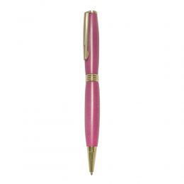 Ballpoint Pen, Handmade of Pink Color Epoxy Resin, "Hermes" Design, 2