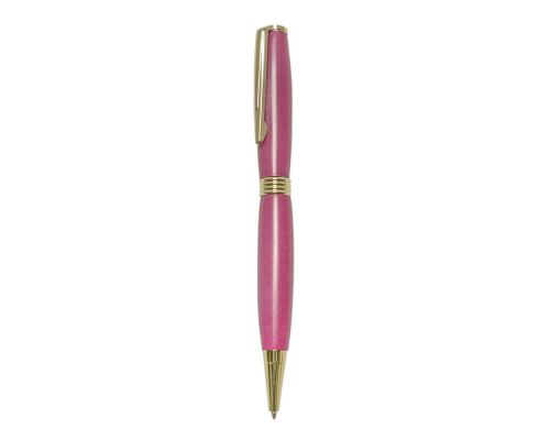 Ballpoint Pen, Handmade of Pink Color Epoxy Resin, "Hermes" Design, 2
