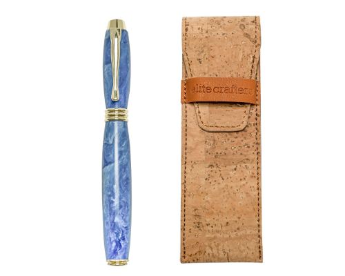 Fountain Pen, Handmade of Blue Color Epoxy Resin, "Lexis" Design