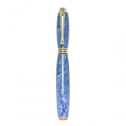 Fountain Pen, Handmade of Blue Color Epoxy Resin, "Lexis" Design, 5