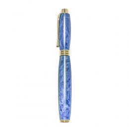 Fountain Pen, Handmade of Blue Color Epoxy Resin, "Lexis" Design, 4