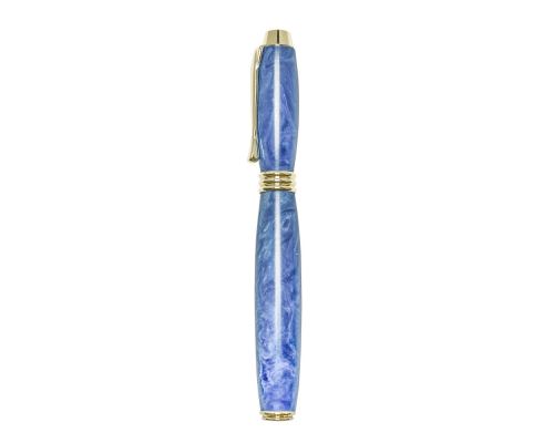 Fountain Pen, Handmade of Blue Color Epoxy Resin, "Lexis" Design, 4