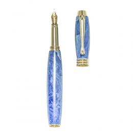 Fountain Pen, Handmade of Blue Color Epoxy Resin, "Lexis" Design, 2