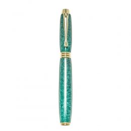 Fountain Pen, Handmade of Green Color Epoxy Resin, "Lexis" Design, 5