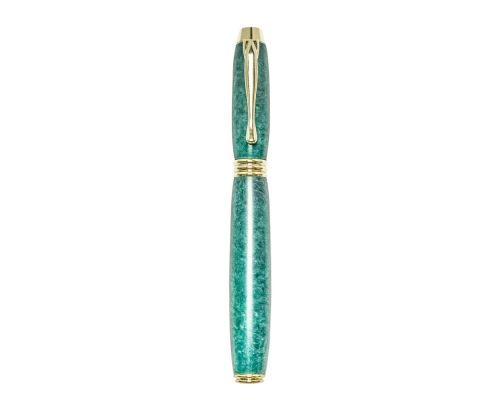 Fountain Pen, Handmade of Green Color Epoxy Resin, "Lexis" Design, 5