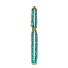 Fountain Pen, Handmade of Green Color Epoxy Resin, "Lexis" Design, 3