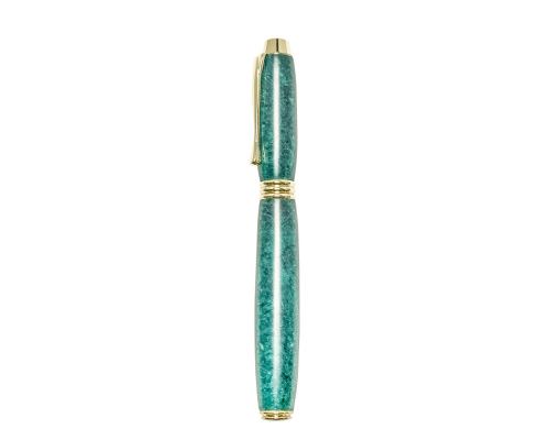 Fountain Pen, Handmade of Green Color Epoxy Resin, "Lexis" Design, 3