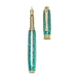 Fountain Pen, Handmade of Green Color Epoxy Resin, "Lexis" Design, 2