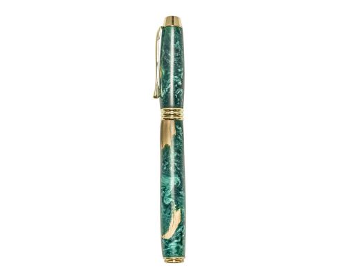Fountain Pen, Handmade of Olive Wood & Green Color Epoxy Resin, "Lexis" Design, 4