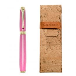 Fountain Pen, Handmade of Pink Color Epoxy Resin, "Lexis" Design