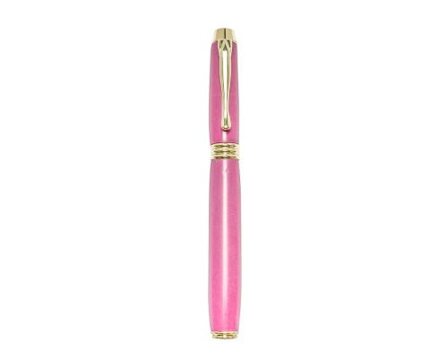 Fountain Pen, Handmade of Pink Color Epoxy Resin, "Lexis" Design, 5