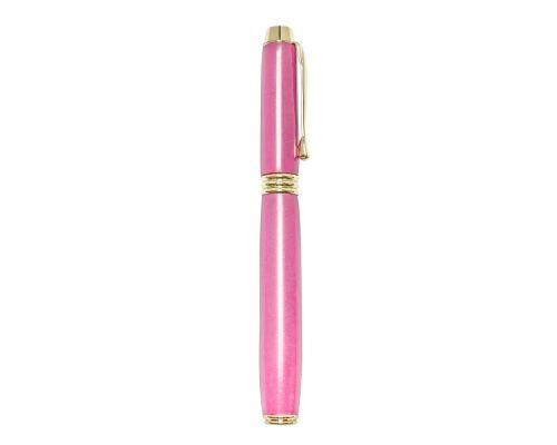 Fountain Pen, Handmade of Pink Color Epoxy Resin, "Lexis" Design, 4