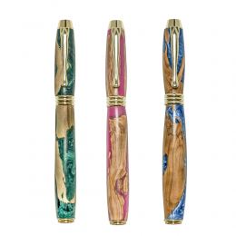Lexis Series, Olive Wood & Epoxy Resin Fountain Pens