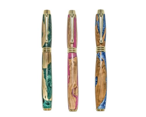 Lexis Series, Olive Wood & Epoxy Resin Fountain Pens