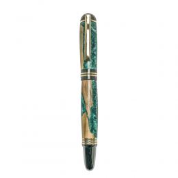 Fountain Pen, Handmade of Olive Wood & Green Color Epoxy Resin, "Praxis" Design, 5