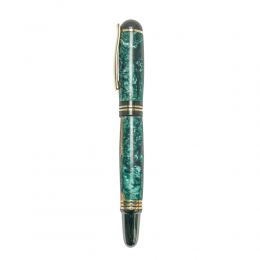 Fountain Pen, Handmade of Olive Wood & Green Color Epoxy Resin, "Praxis" Design, 4