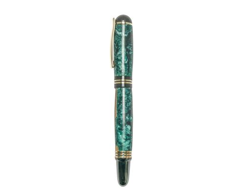 Fountain Pen, Handmade of Olive Wood & Green Color Epoxy Resin, "Praxis" Design, 4