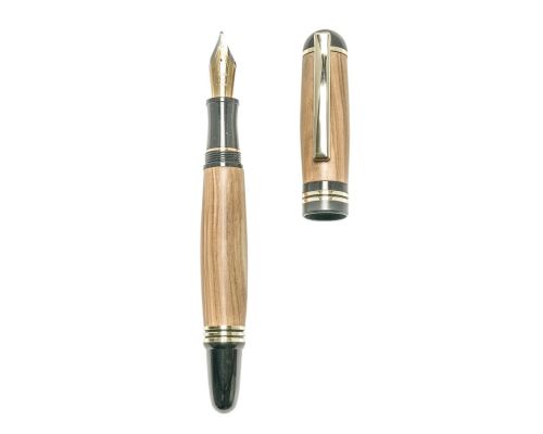 Fountain Pen, Handmade of Olive Wood, "Praxis" Design, 2