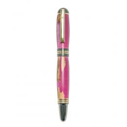 Rollerball Pen, Handmade of Olive Wood & Pink Color Epoxy Resin, "Praxis" Design, 4