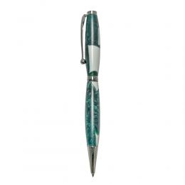 Ballpoint Pen, Handmade of White Corian & Green Epoxy Resin, Venus Design, 3