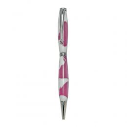 Ballpoint Pen, Handmade of White Corian & Pink Epoxy Resin, Venus Design, 3