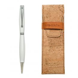 Ballpoint Pen, Handmade of White Corian, "Venus" Design