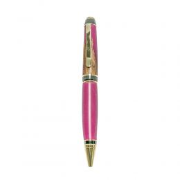 Ballpoint Pen, Handmade of Olive Wood & Pink Color Epoxy Resin, "Zeus" Design, 3