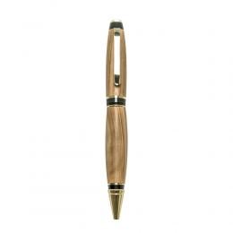 Ballpoint Pen, Handmade of Olive Wood, "Zeus" Design, 3