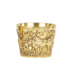 Ancient Greek Cup. Handmade of Gold Plated Copper - "Vapheio Lakonias" 15 Century B.C. Museum Copy - Domestic Animals Design. Large Size