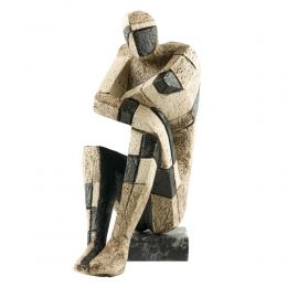 "Thinking Man" - Handmade Ceramic Decorative Original Artwork Sculpture on Marble Base - 35cm (13.8")