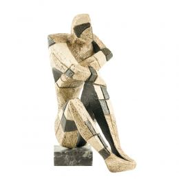 "Thinking Man" - Handmade Ceramic Decorative Original Artwork Sculpture on Marble Base - 35cm (13.8")