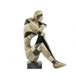 "Thinking Man" - Handmade Ceramic Decorative Original Artwork Sculpture on Marble Base - 35cm (13.8")