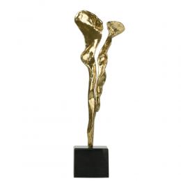 Flame Design, Original Artwork Sculpture, Handmade of Solid Brass on Black Marble Base (29cm)