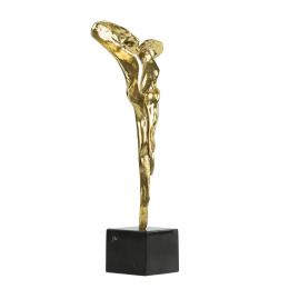 Flame Design, Original Artwork Sculpture, Handmade of Solid Brass on Black Marble Base (29cm)