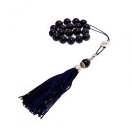 Blue Chrysolite - Goldstone Gemstone, Handmade Greek Worry Beads or Komboloi, Alpaca Metal Parts on a Pure Silk Cord & Tassel