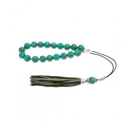 Green Onyx with Gold Patterns Gemstone, Handmade Greek Worry Beads or Komboloi, Alpaca Metal Parts on a Pure Silk Cord & Tassel