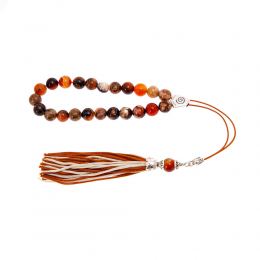 Multicolor Jasper Gemstone, Handmade Greek Worry Beads or Komboloi, Alpaca Metal Parts on a Pure Silk Cord & Tassel